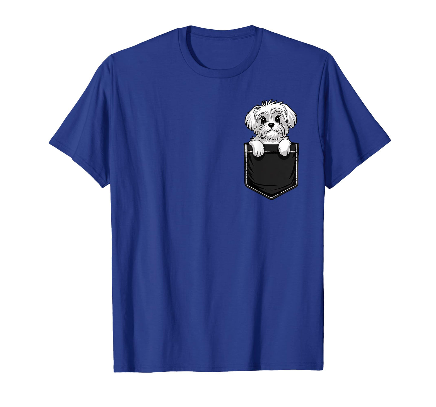 Funny Maltese In Pocket Dog Mom Dad Men Women Kids T-Shirt