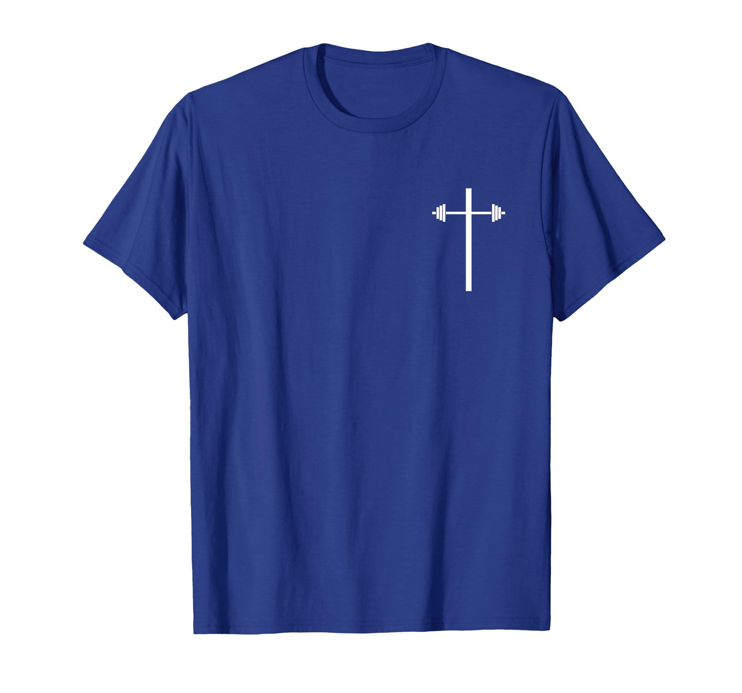 Dumbbell Barbell Cross Christian Gym Workout in Pocket T-Shirt