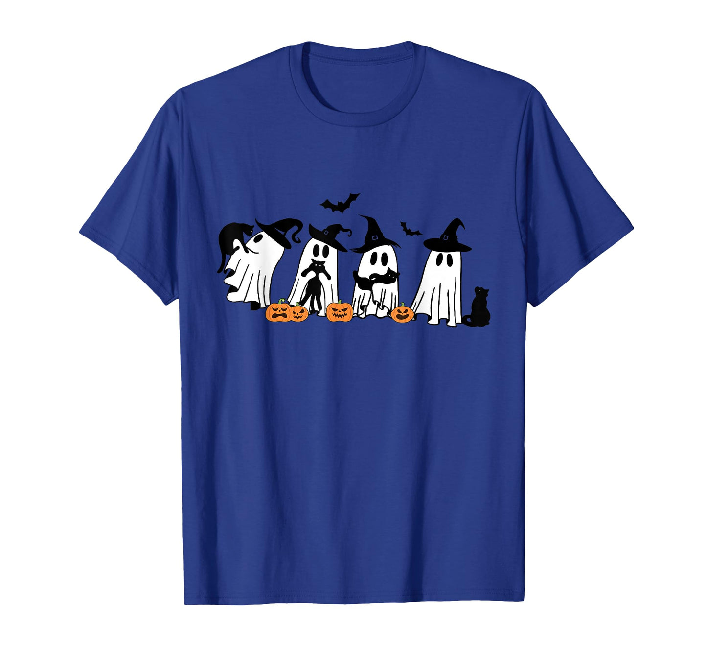 Funny Ghost Holding A Black Cat Halloween Ghost Cat Lovers T-Shirt for Men Women Kids