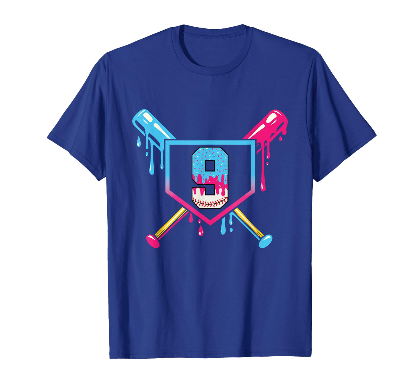 Baseball 9 Year Old Ice Cream 9th Birthday Boy Number 9 T-Shirt