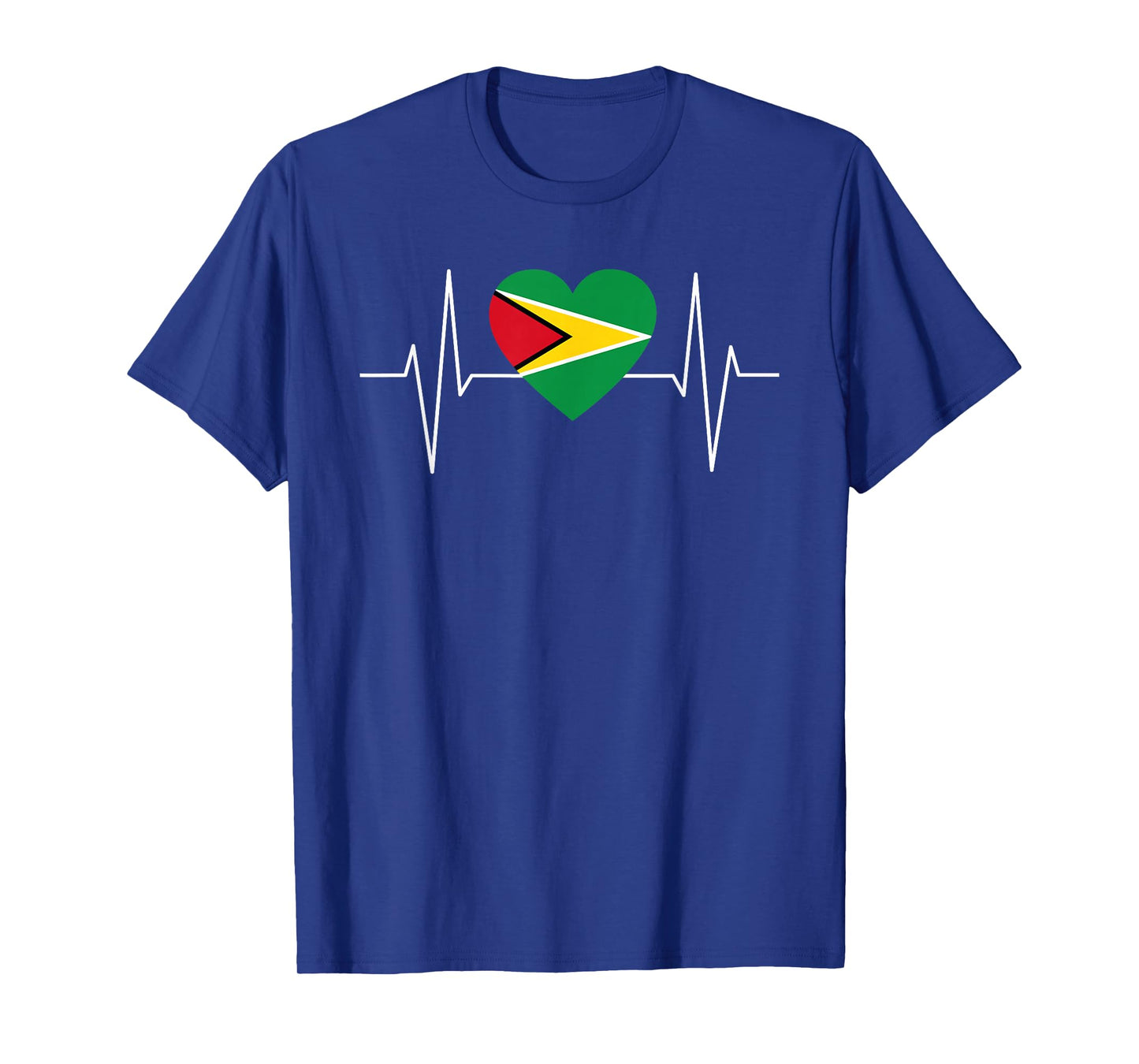 I Love Guyana Guyanese Heartbeat Flag Pride Print T-Shirt