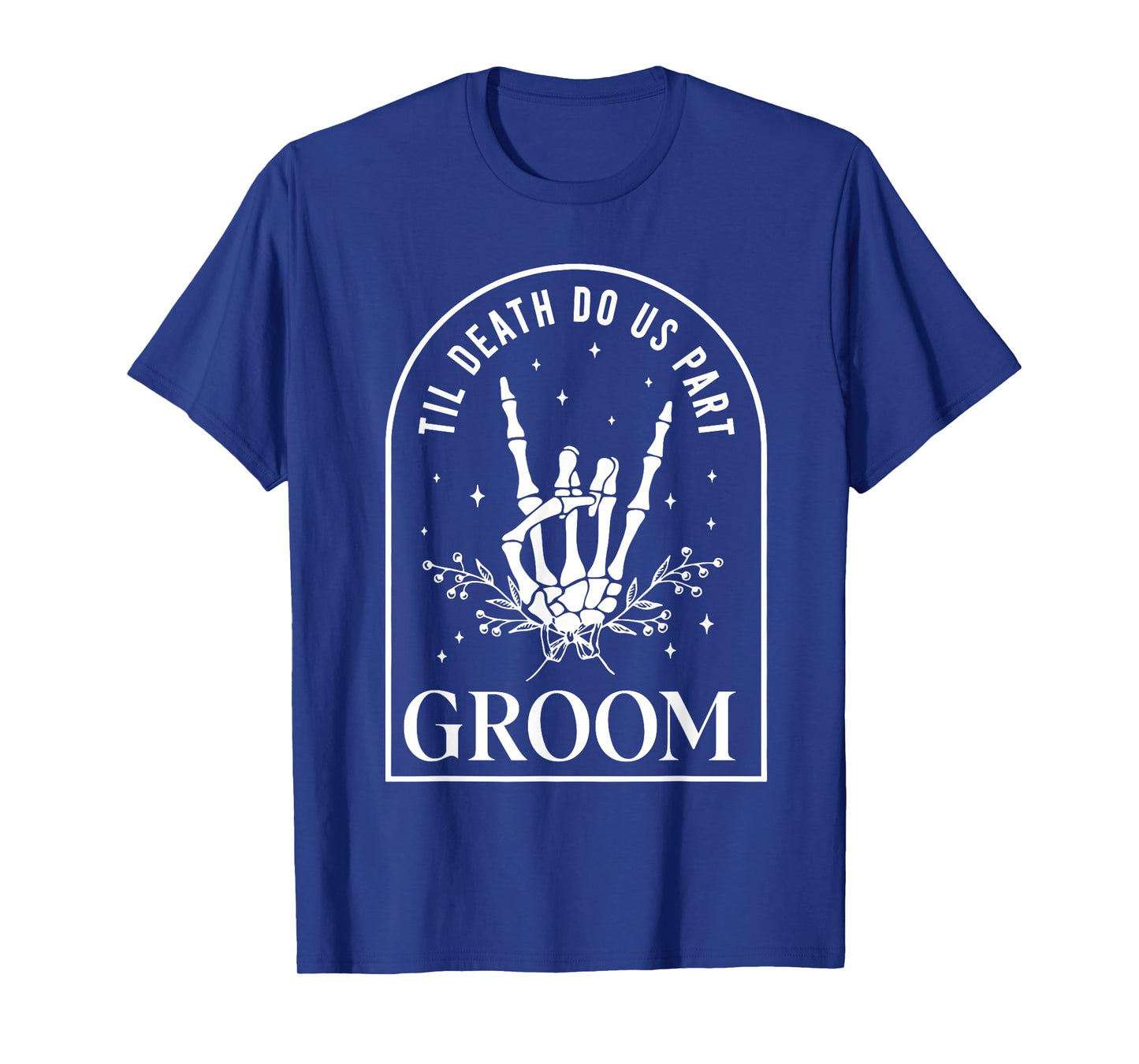 Groom Bride Skeleton Rock Hand Couples Wedding Halloween T-Shirt