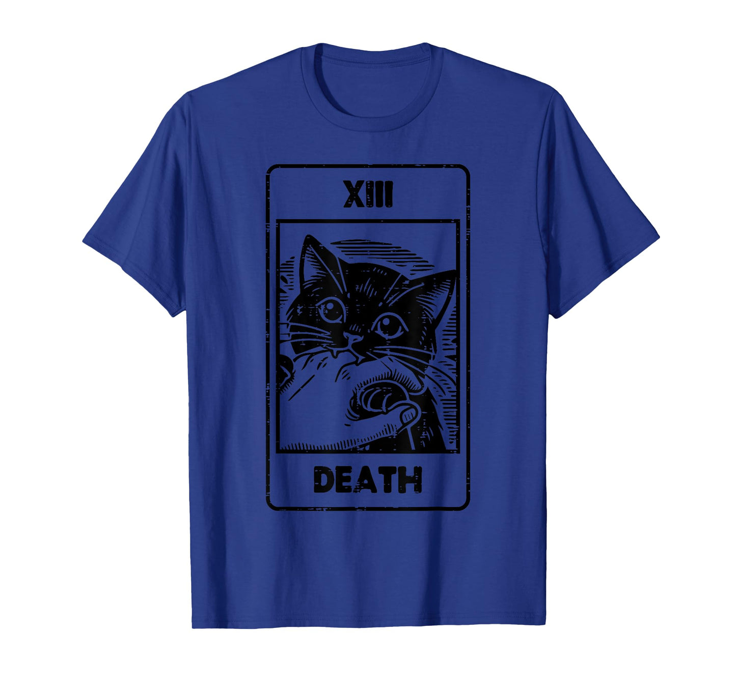 Black Cat Bite Tarot Card Death Funny Halloween Women Men T-Shirt