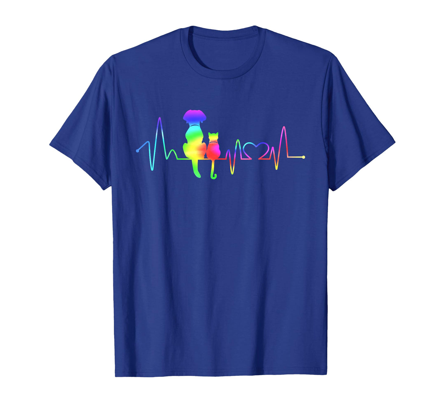 Heartbeat Cute Cat Dog Lover Animal Silhouette Vet Tech T-Shirt