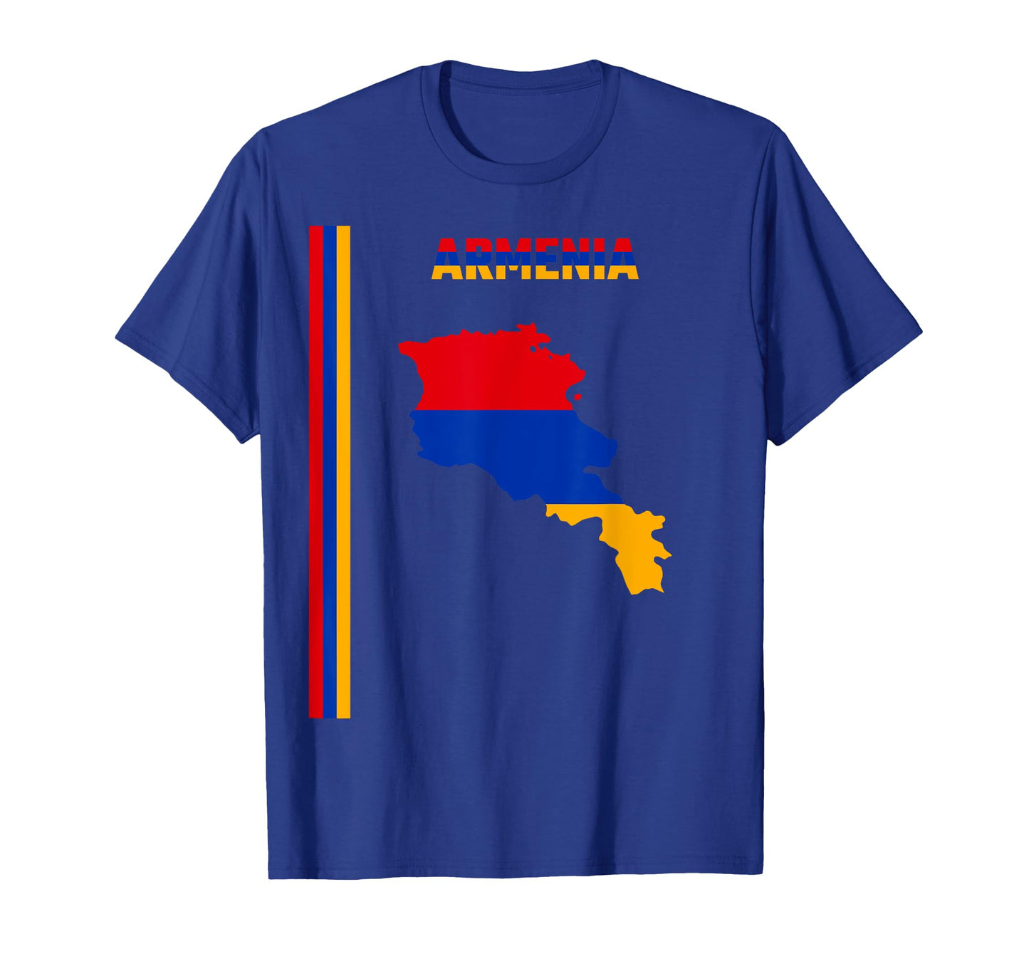 Vertical Armenian Flag, text “ARMENIA” & Silhouette map T-Shirt