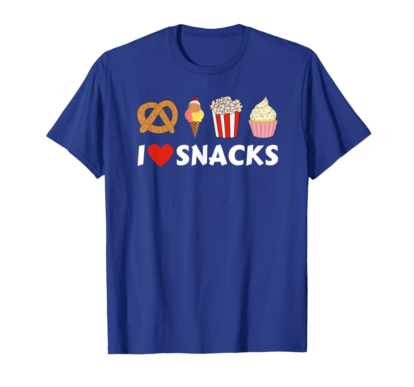 I Love Snacks Food Lover Heart Funny Foodie T-Shirt