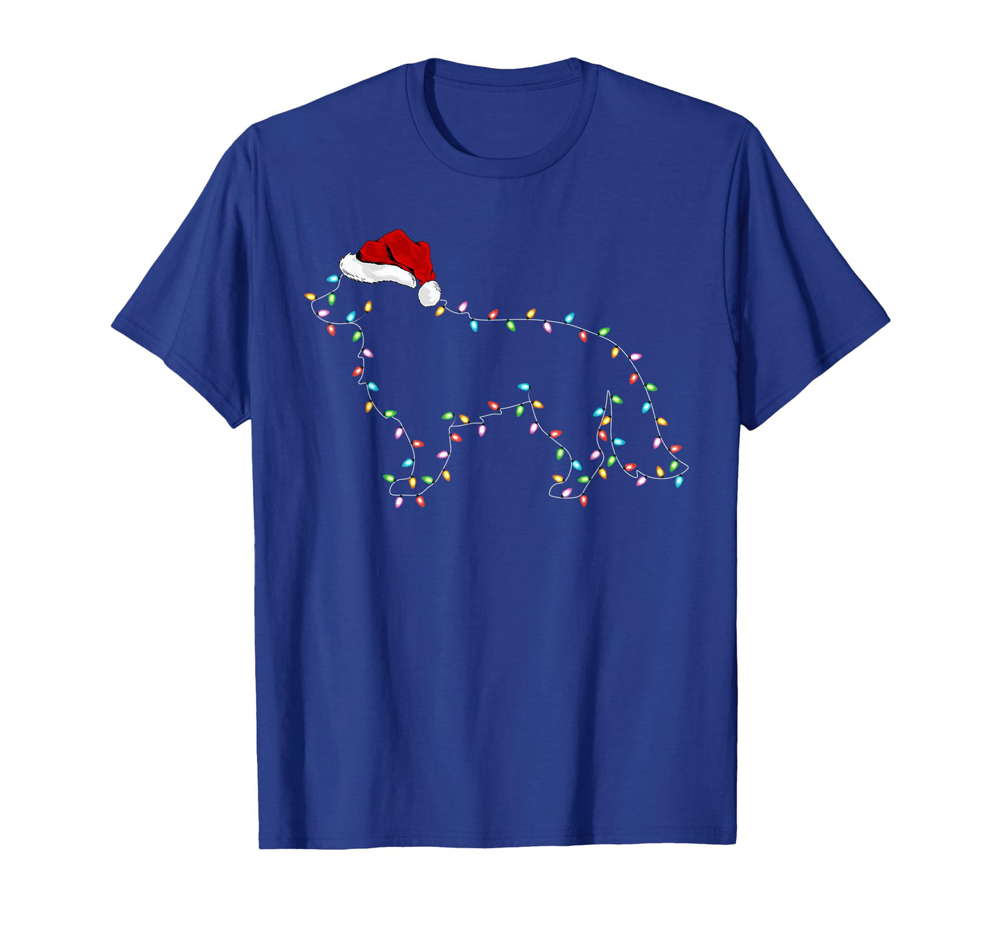 Funny Xmas Lighting Santa Hat Border Collie Dog Christmas T-Shirt for Men Women Kids
