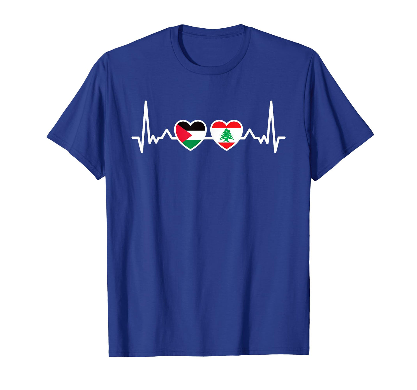 Lebanon Palestine Flag Lebanese Palestinian Unity Heartbeat T-Shirt