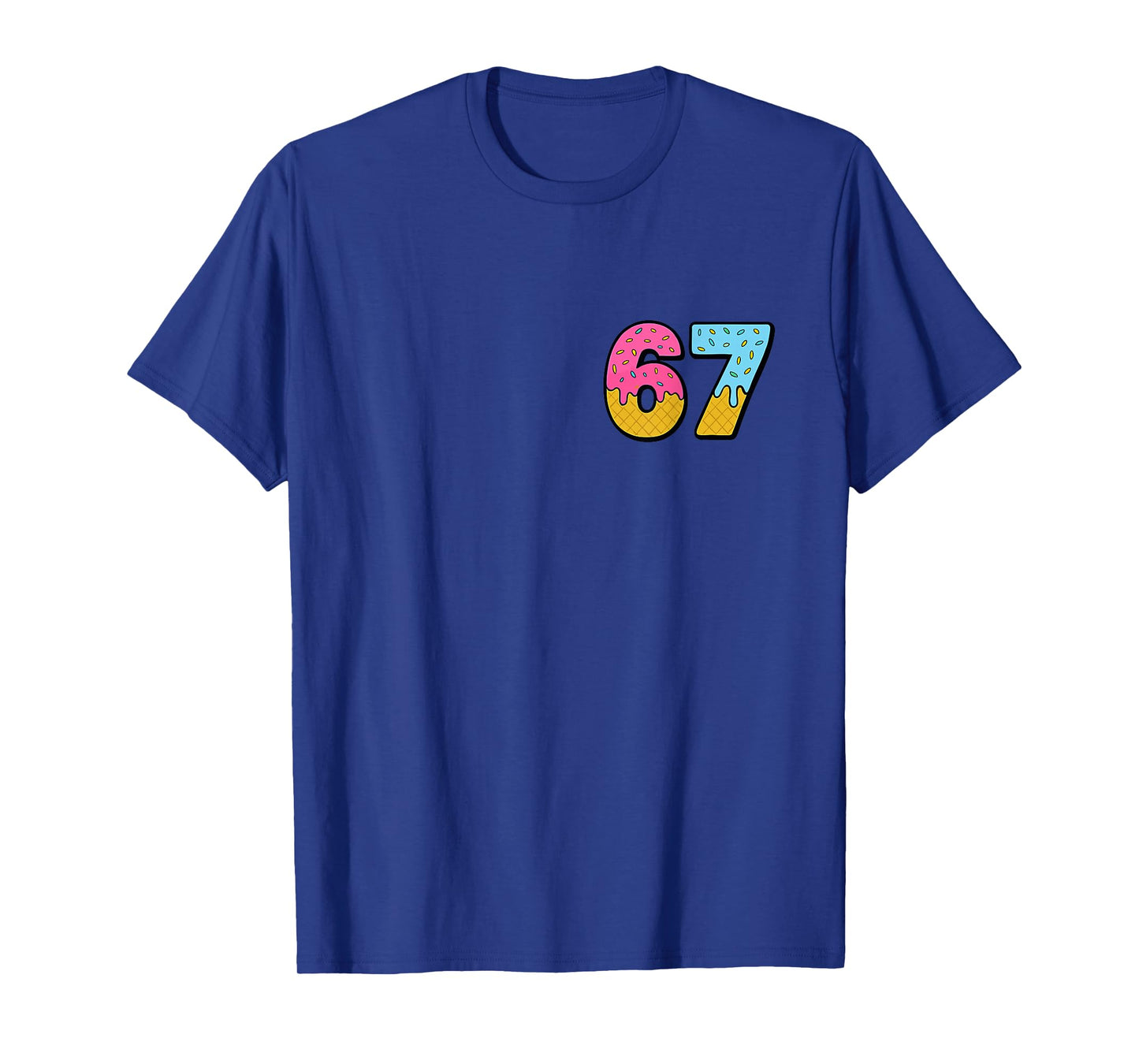 Six Seven on Back Meme Ice Cream Drip Waffle Cone Funny 67 T-Shirt