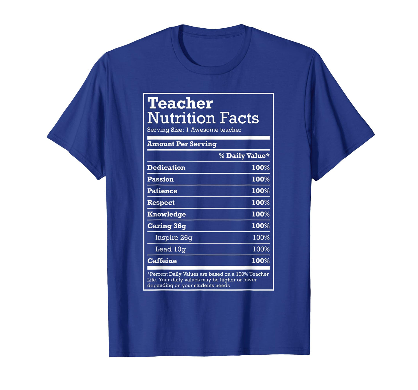 Nutrition Facts Shirt - Gift for your favourite Teacher Men Women Girls Kids T-Shirt