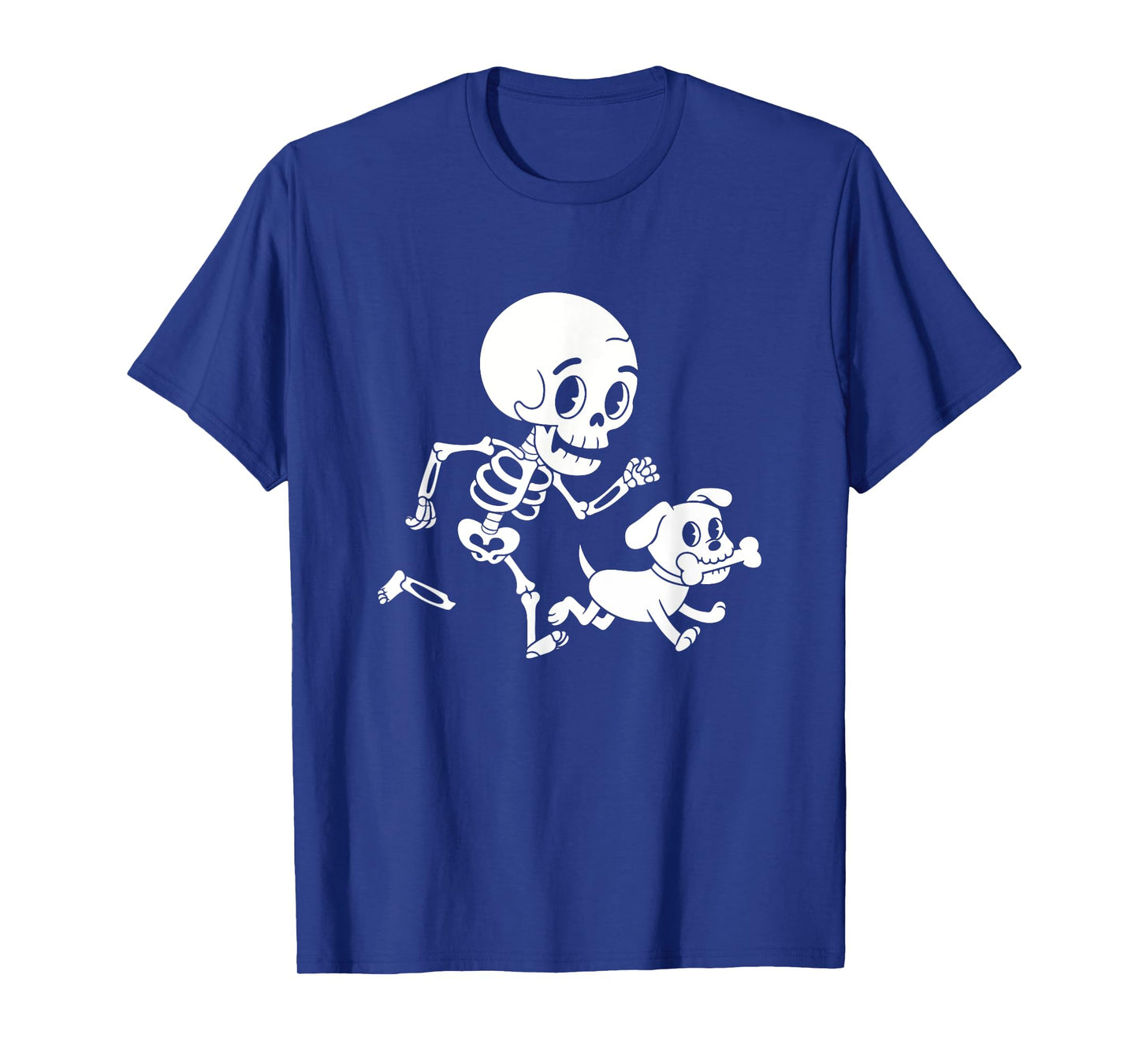 Skeleton With Dog Halloween Funny Humor Joke Men Women Kids T-Shirt