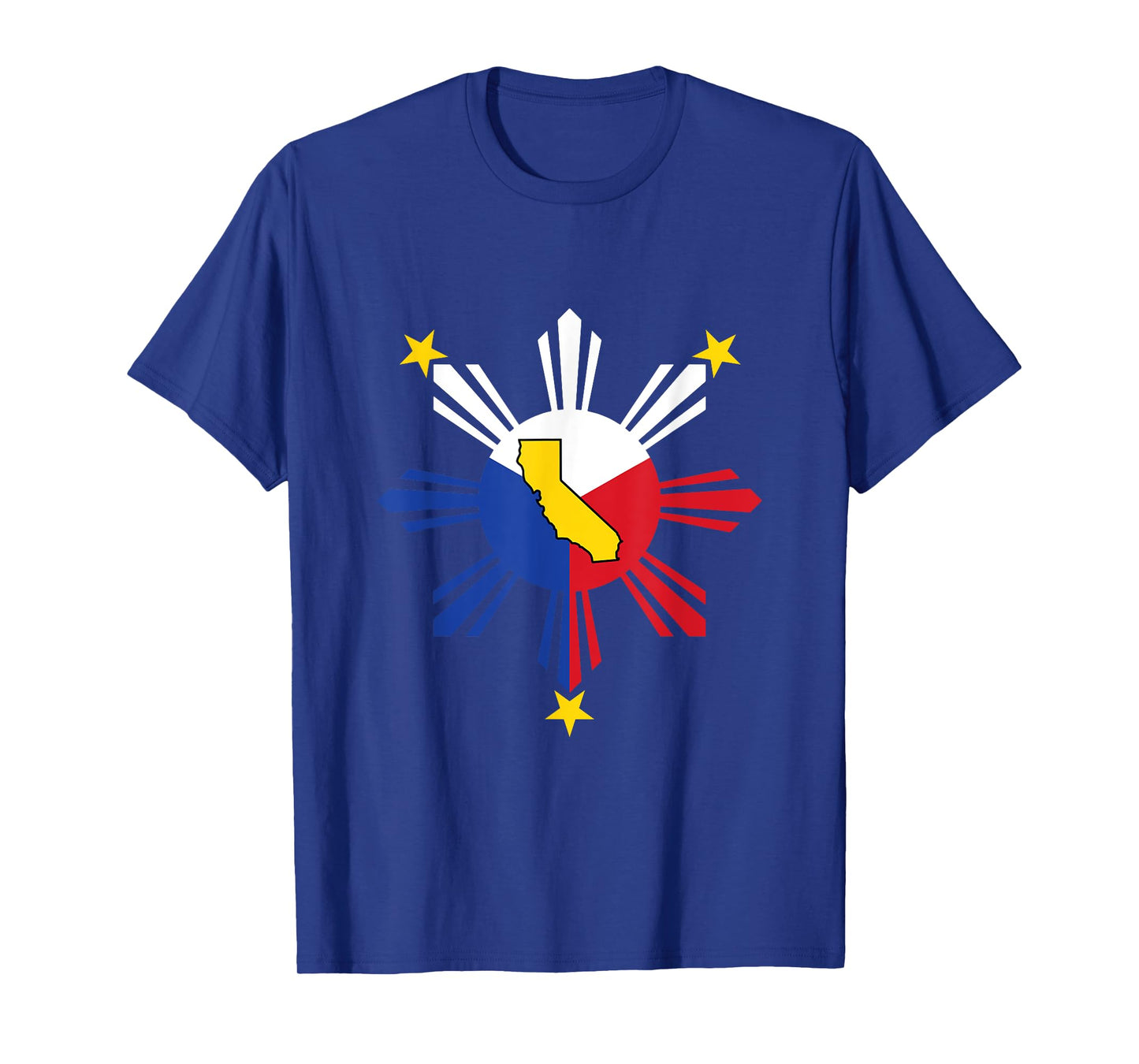 California Map in Philippines Sun Filipino Roots Californian T-Shirt