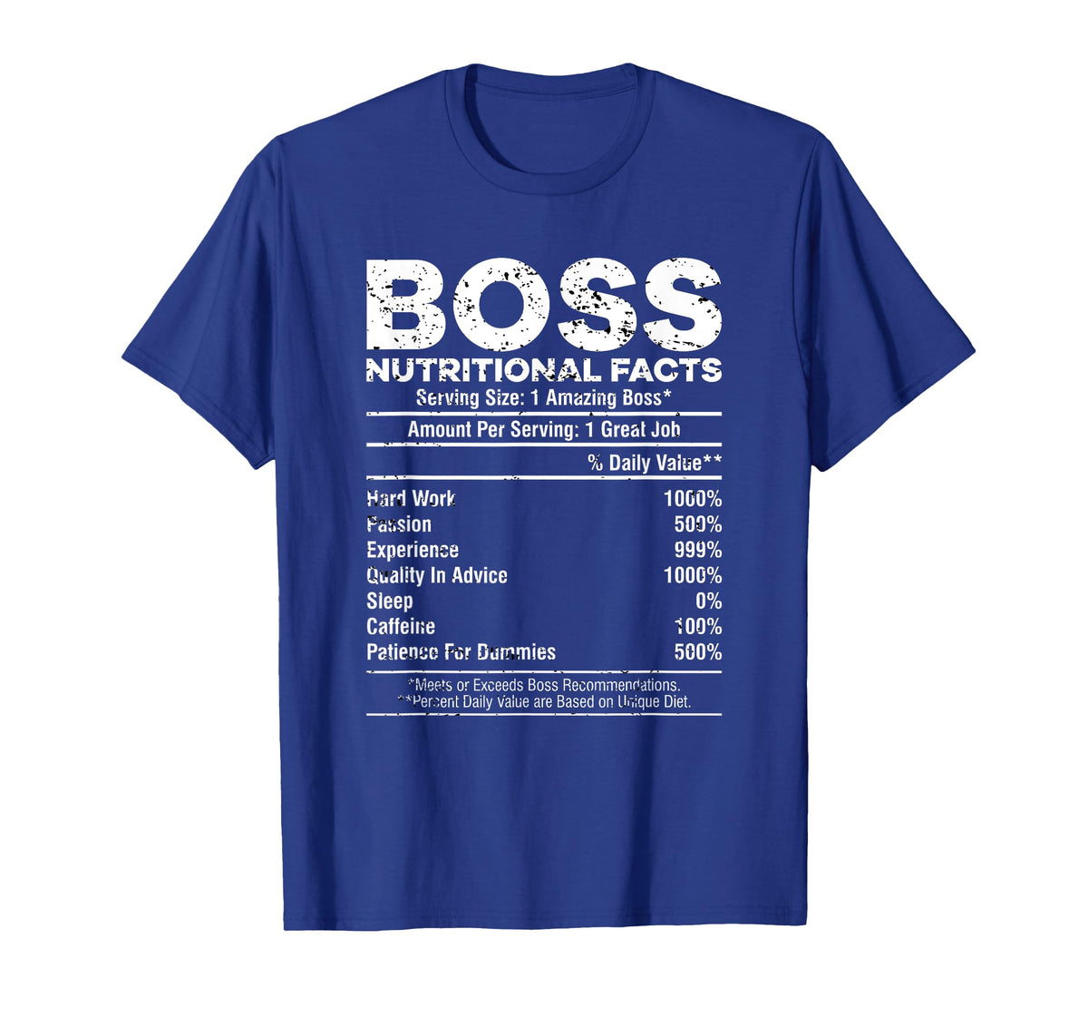 Funny Manager Boss Appreciation Nutritional Facts Distressed T-Shirt