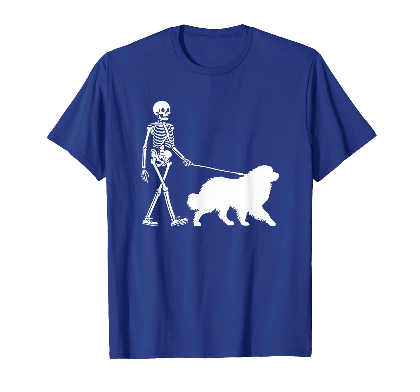 Skeleton Walking a Dog Great Pyrenees Halloween Outfit T-Shirt