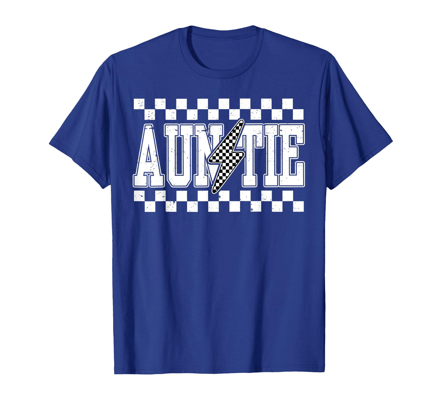 Retro Lightning Auntie Checkered Funny Auntie For Women Men T-Shirt
