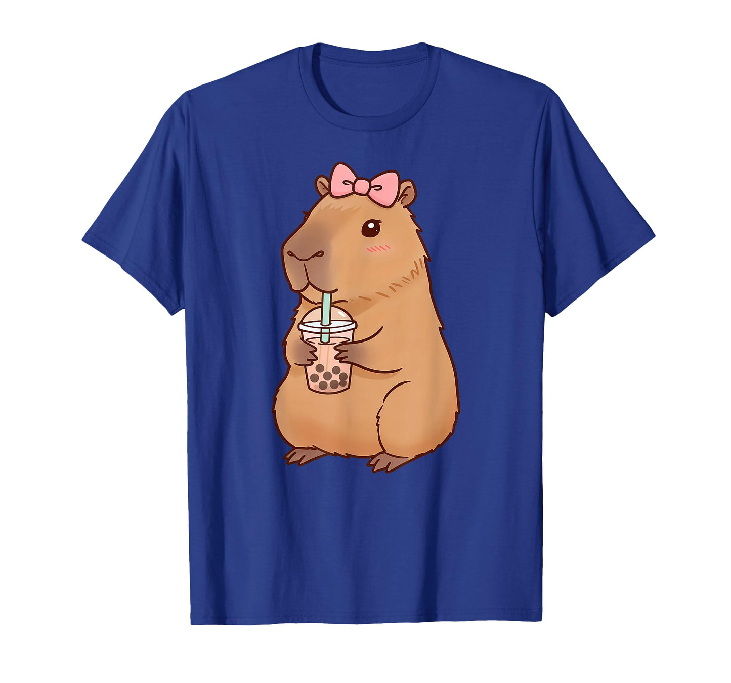 Kawaii Anime Capybara Drinking Boba Bubble Tea Kids Girls T-Shirt