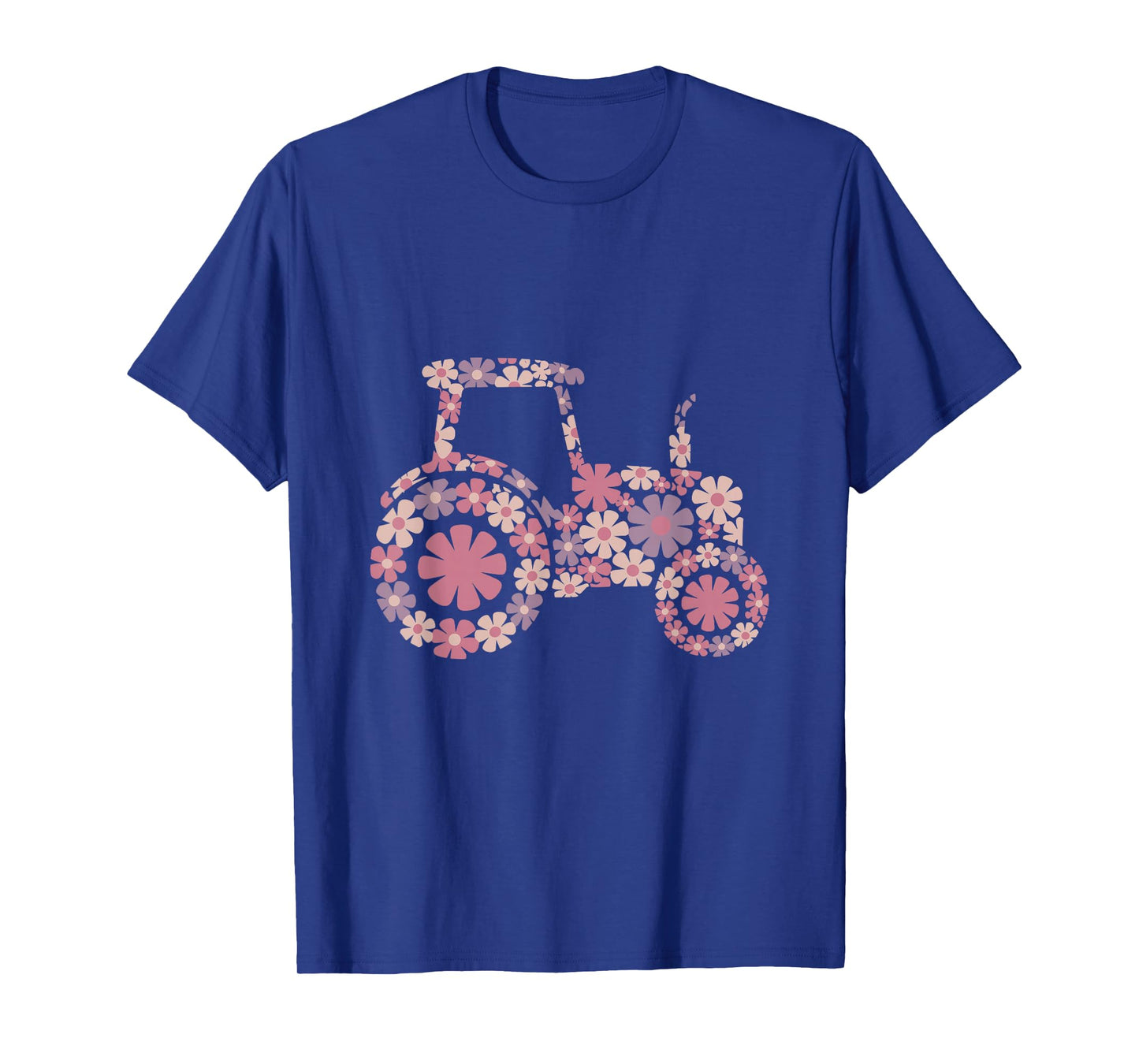 Floral Flower Pattern Tractor Silhouette Farming Girl T-Shirt
