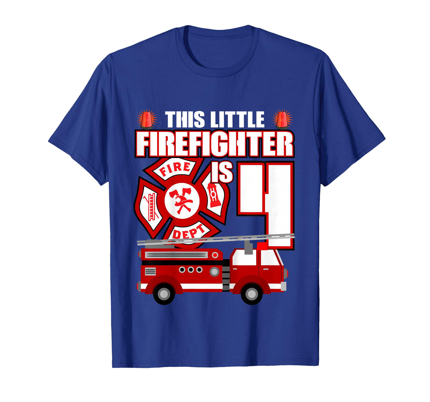 4 Year Old Firefighter Birthday Party Fire Truck 4th Gift T-Shirt