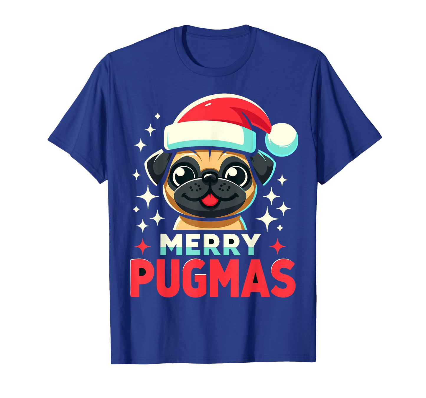 Merry Pugmas Funny Pug Dog Santa Hat Christmas T-Shirt
