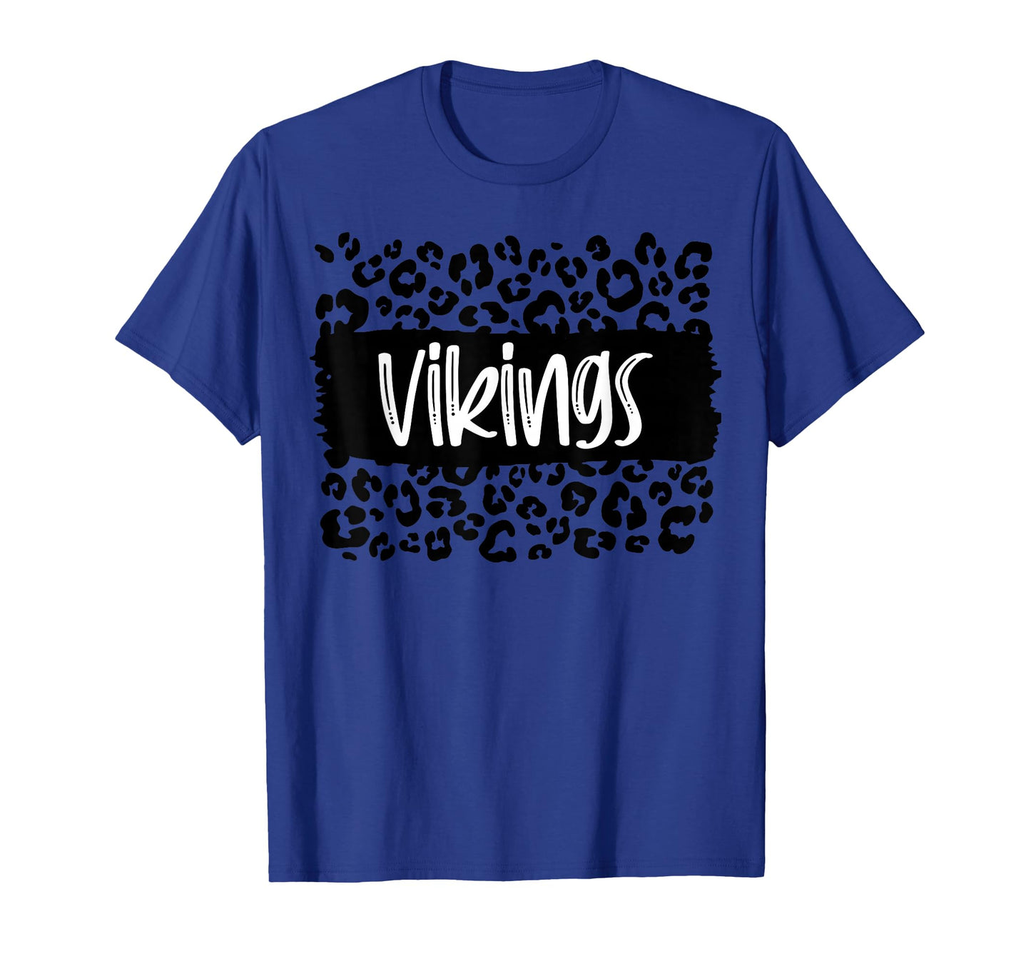 Vikings Team Mascot School Spirit Game Night Leopard Print T-Shirt