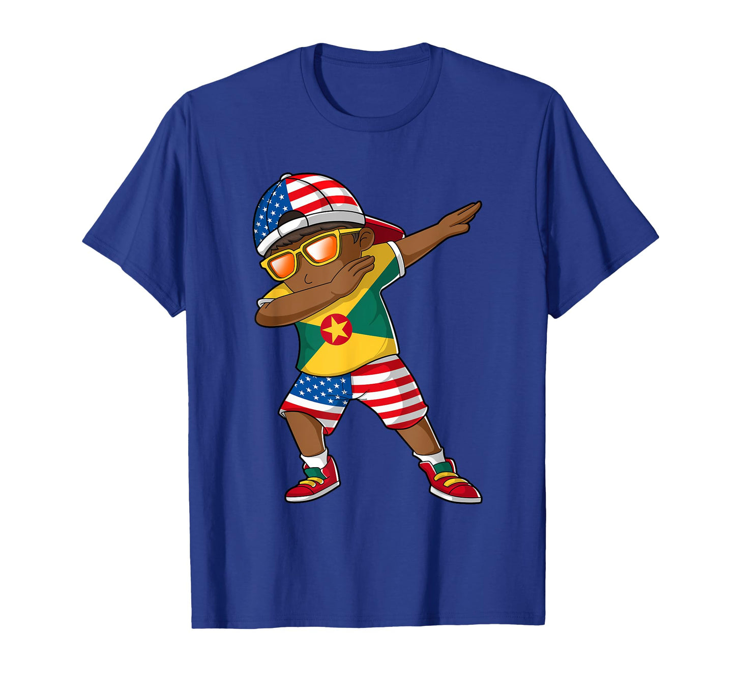 Half American Half Grenadian Boy Kid Grenada Flag Patriotic T-Shirt