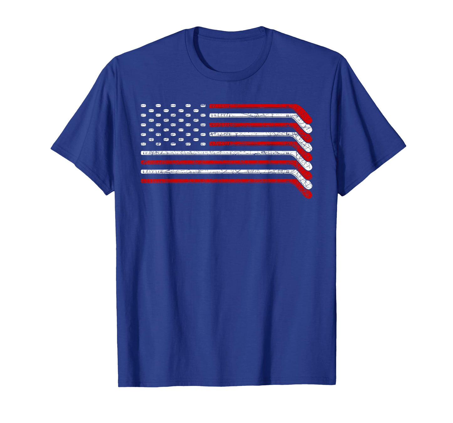 US Flag Hockey Stick Patriotic American Hockey Player Hockey T-Shirt