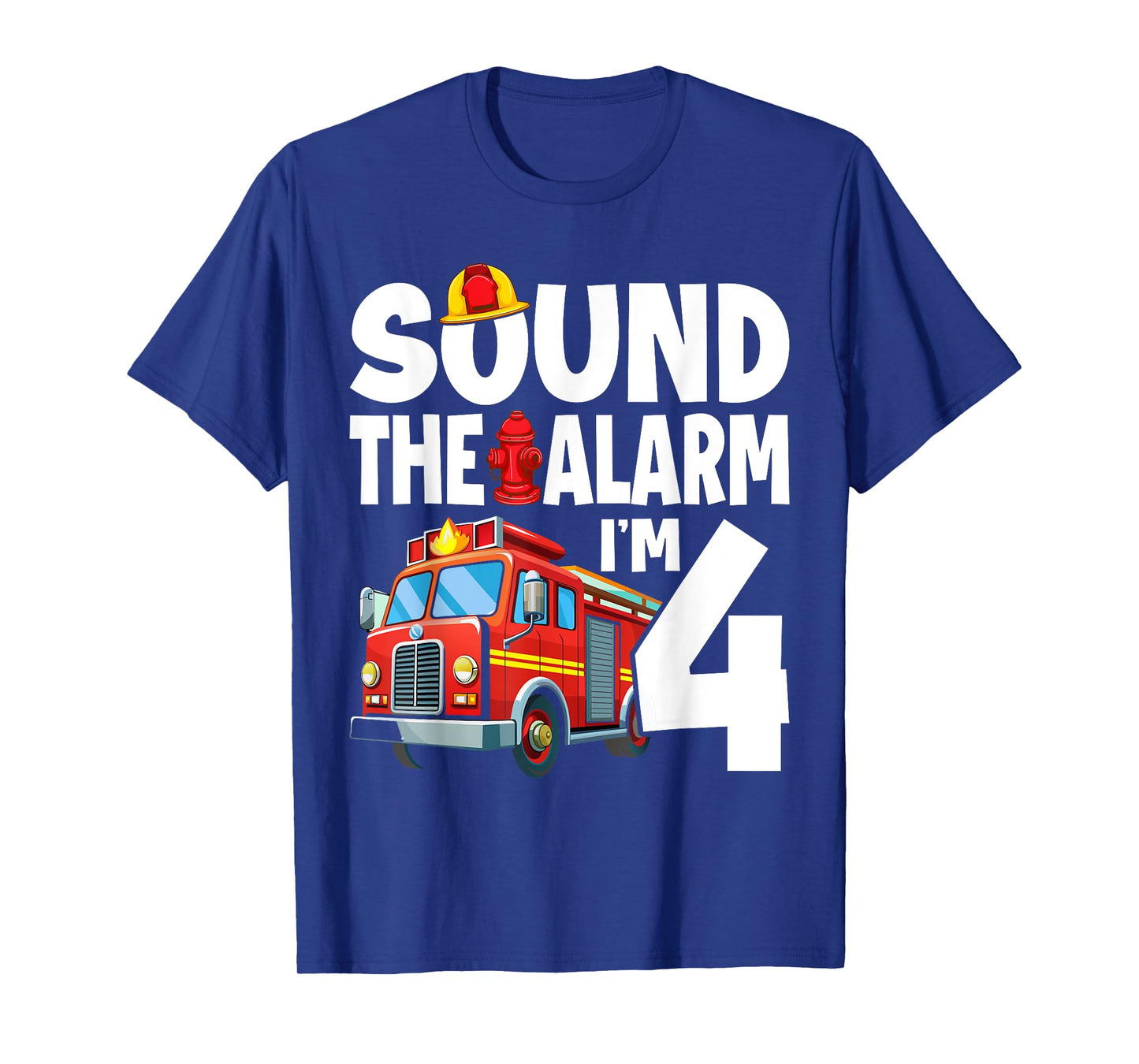 Fire Truck 4th Birthday Boy Firefighter 4 Year Old T-Shirt