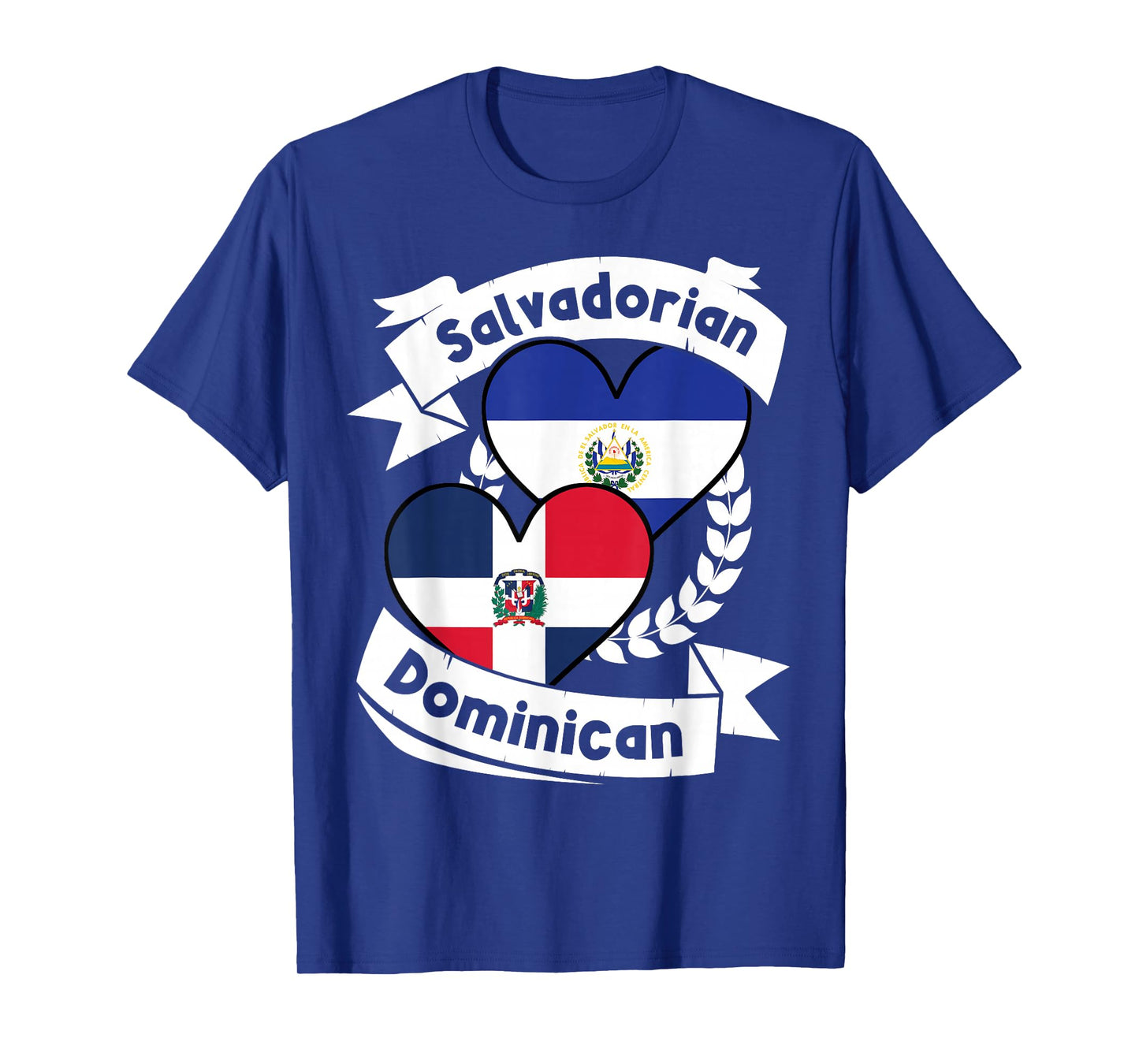 Salvadorian Dominican Heart Flags El Salvador Dominican T-Shirt