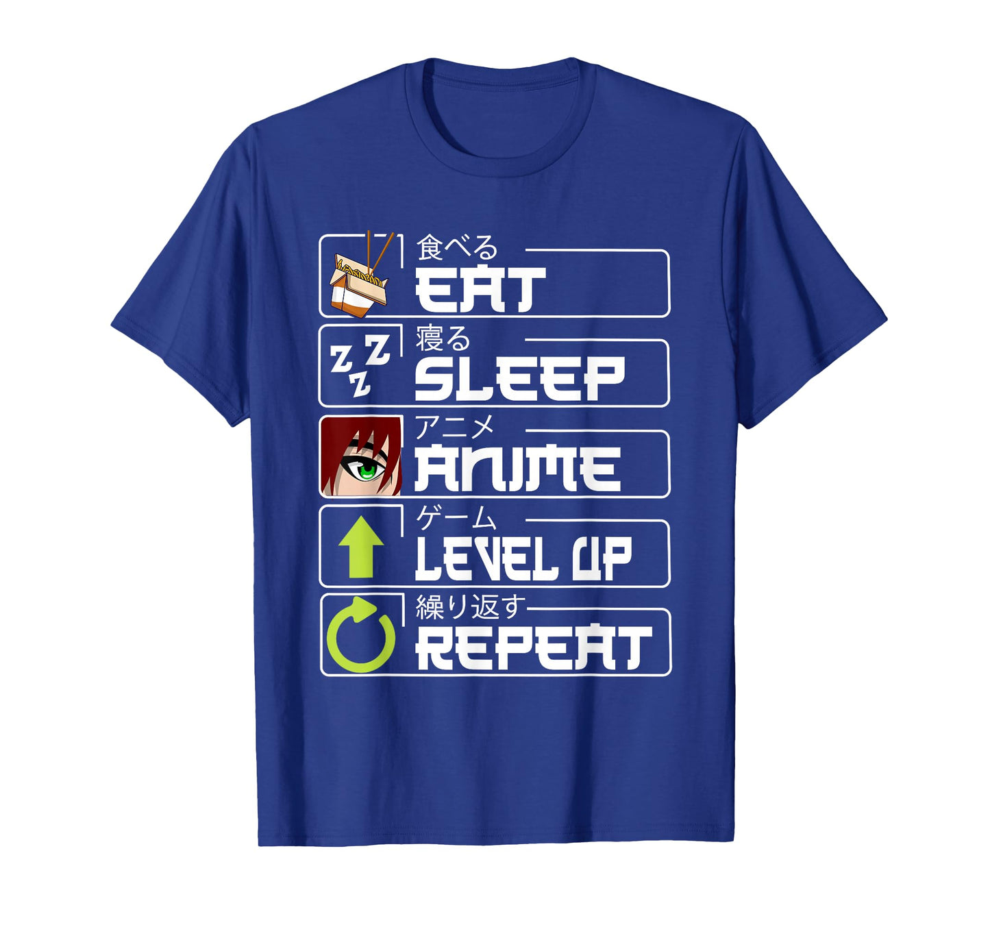 Eat Sleep Anime Level Up Repeat Otaku Anime Manga Gamer T-Shirt