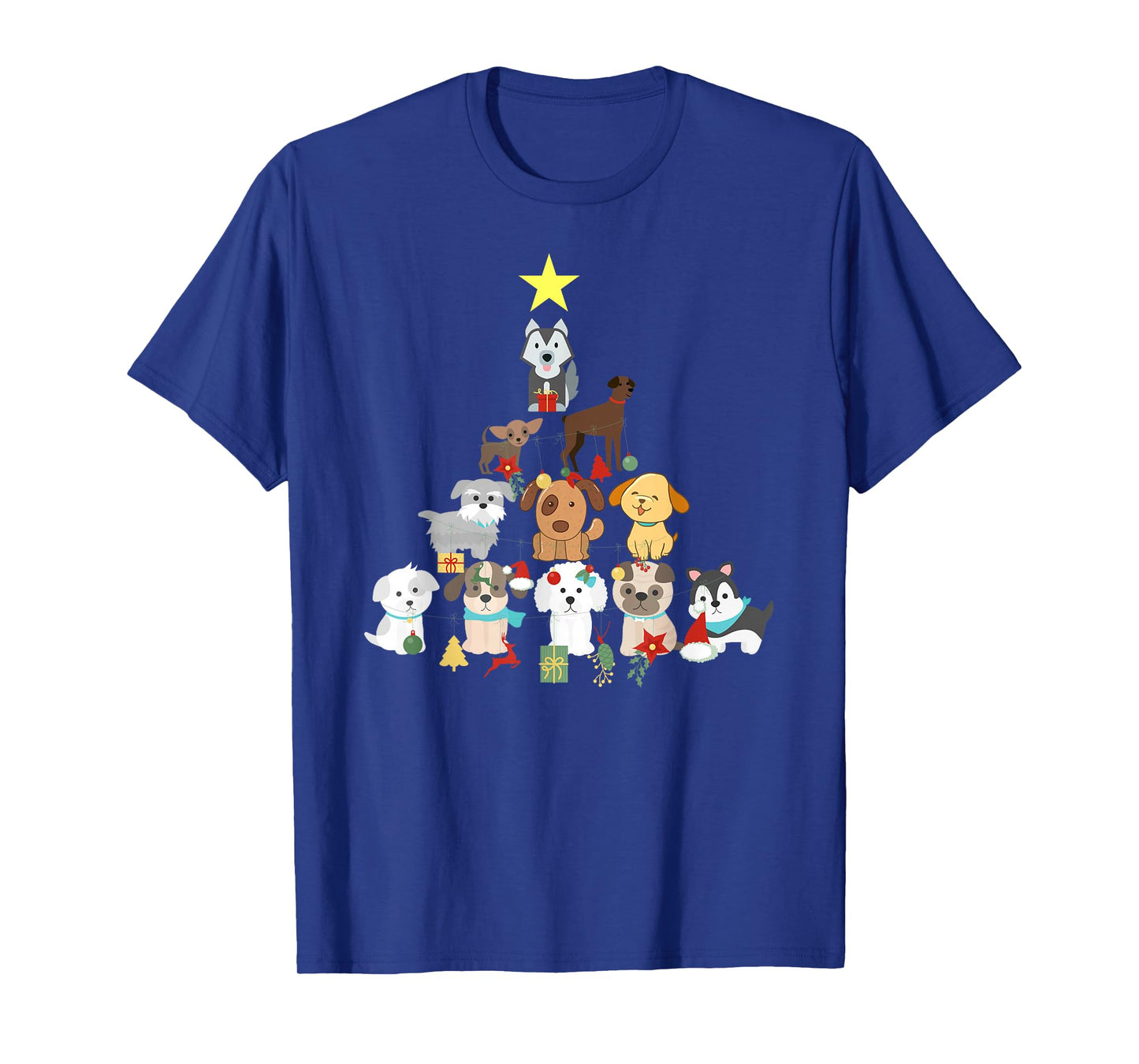 Christmas Dog Tree T-Shirt Cute Funny Puppy Dogs Xmas Tee T-Shirt