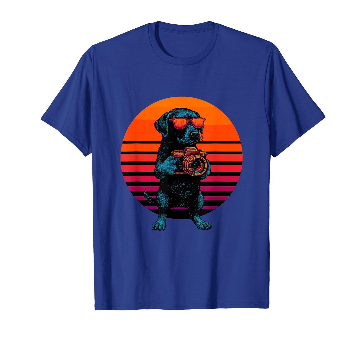 Retro Dog with Camera Artistic Photographer T-Shirt