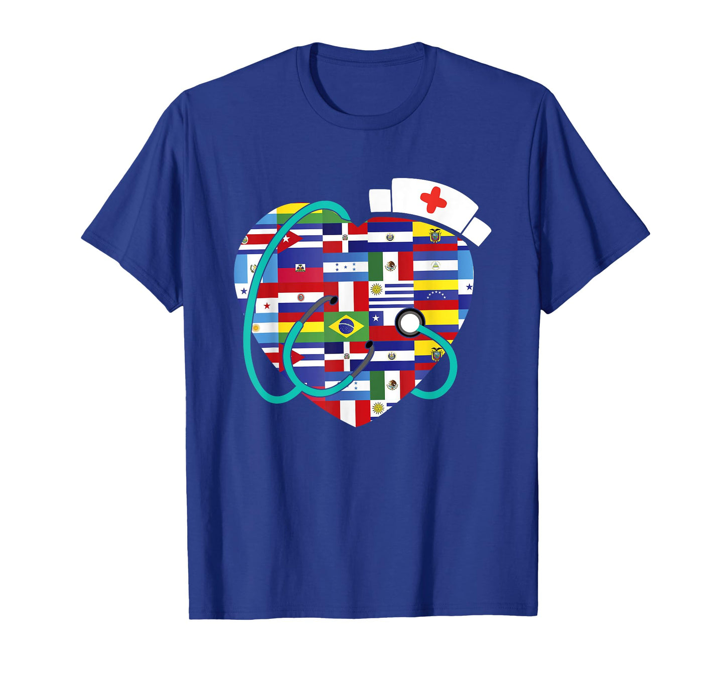 Hispanic Heritage Month Latino Countries Flags Nurse T-Shirt