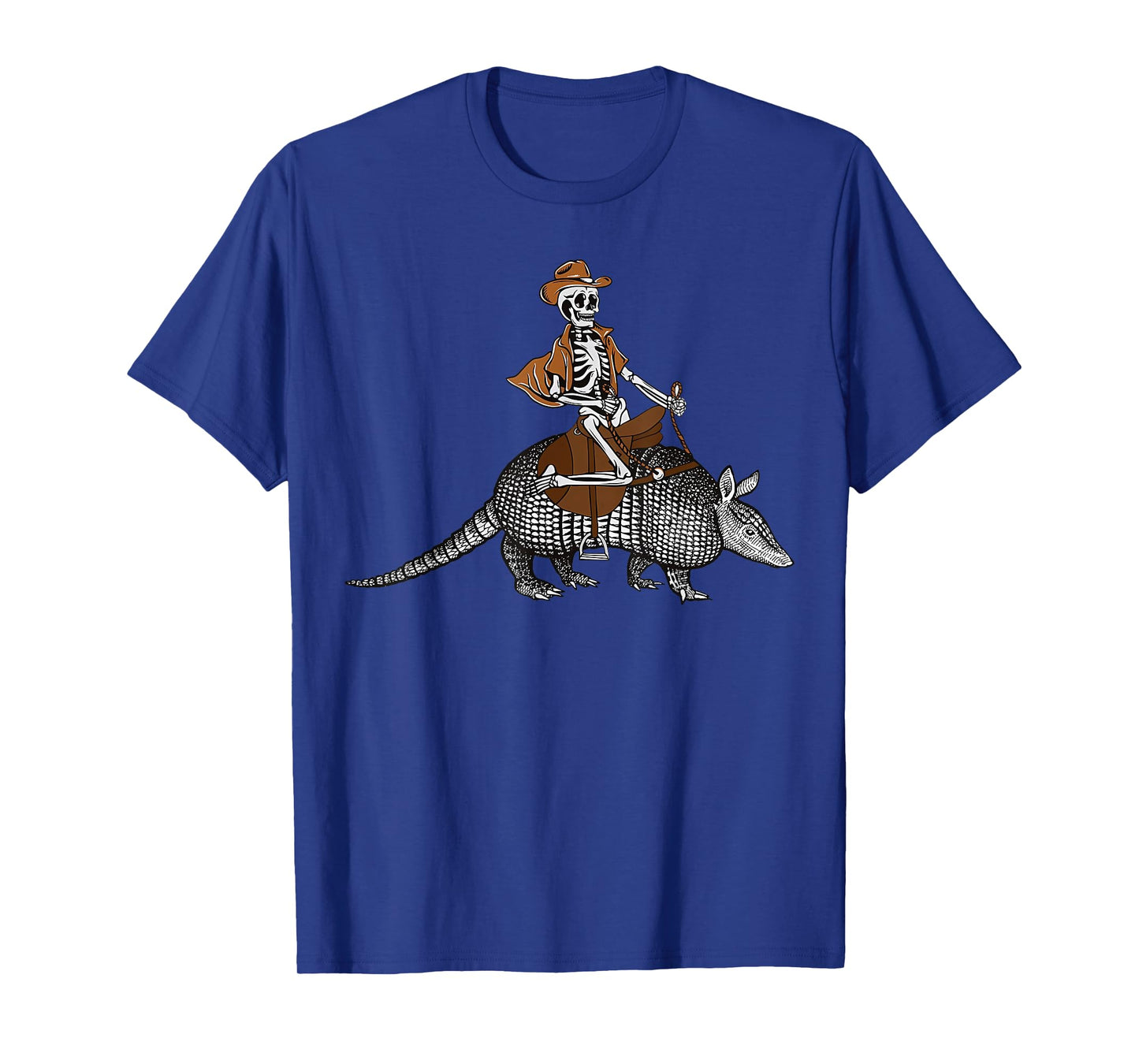 Vintage Cowboy Skeleton Riding Armadillo Western Style T-Shirt