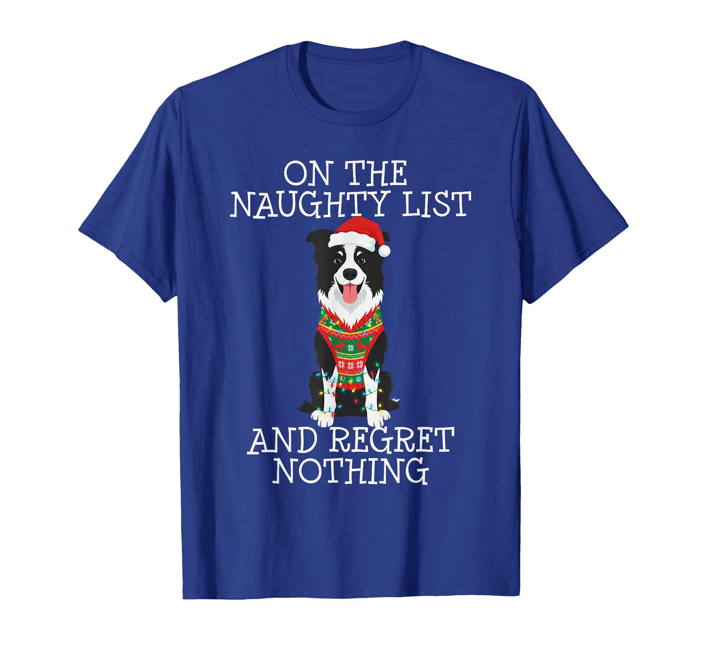 Funny Christmas Border Collie Naughty List T-Shirt
