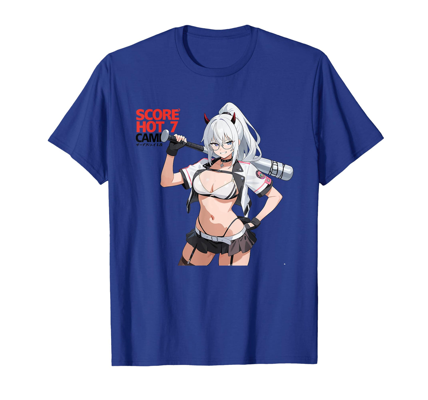 Waifu Sexy Anime Girl Horns Baseball Japanese Manga Style T-Shirt
