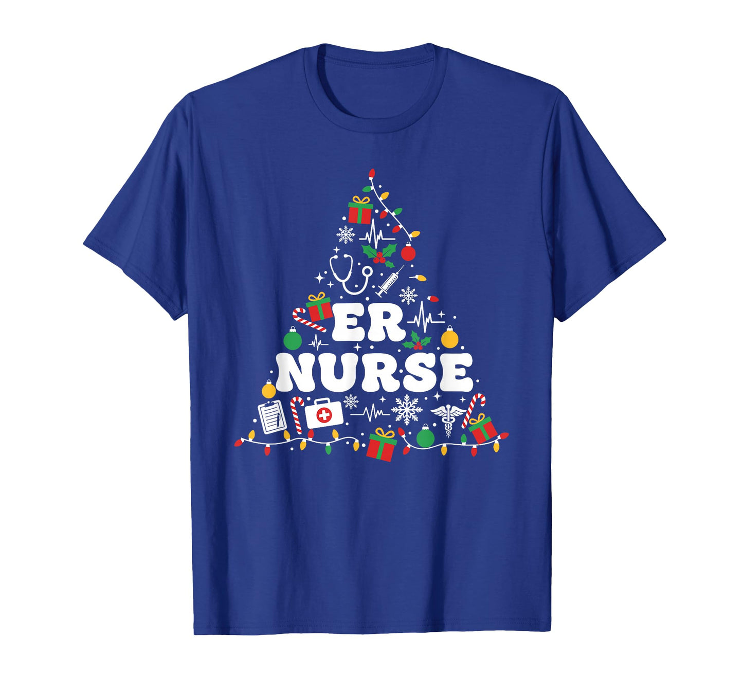 ER Nurse Christmas Tree Lights Womens Mens Kids T-Shirt