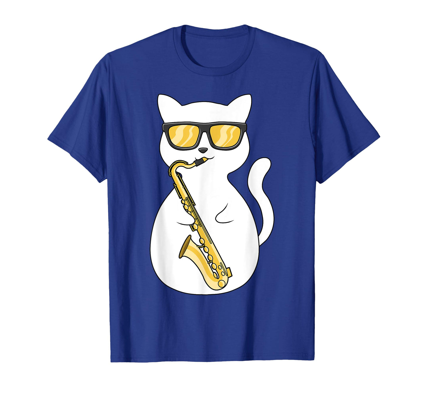 Saxophone Player Cat Lover Saxophonist Moon Jazz Musician T-Shirt for Men Women Kids