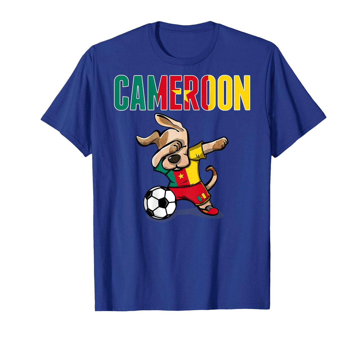Dabbing Dog Cameroon Soccer Lovers Jersey Cameroonian Flag Men Women Kids T-Shirt