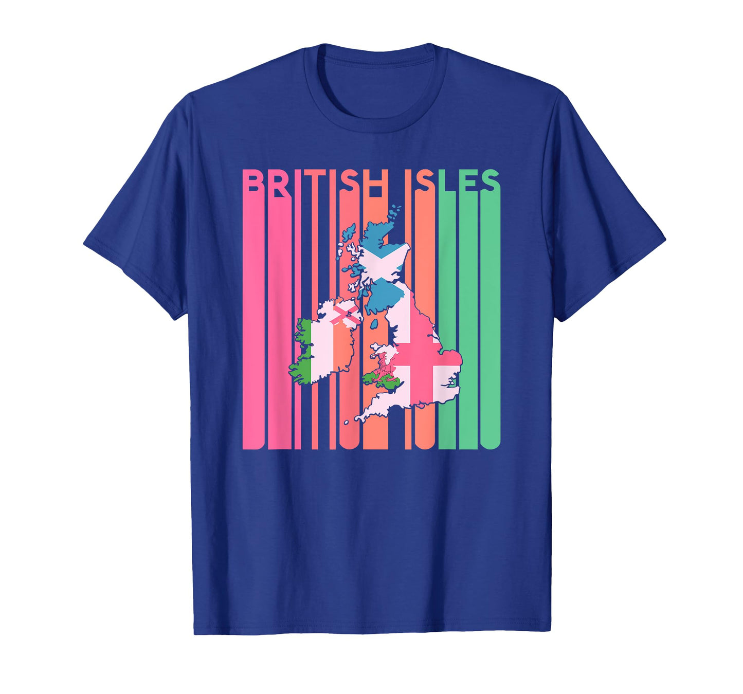 British Isles Sea Ireland Scotland Wales England Map Retro T-Shirt