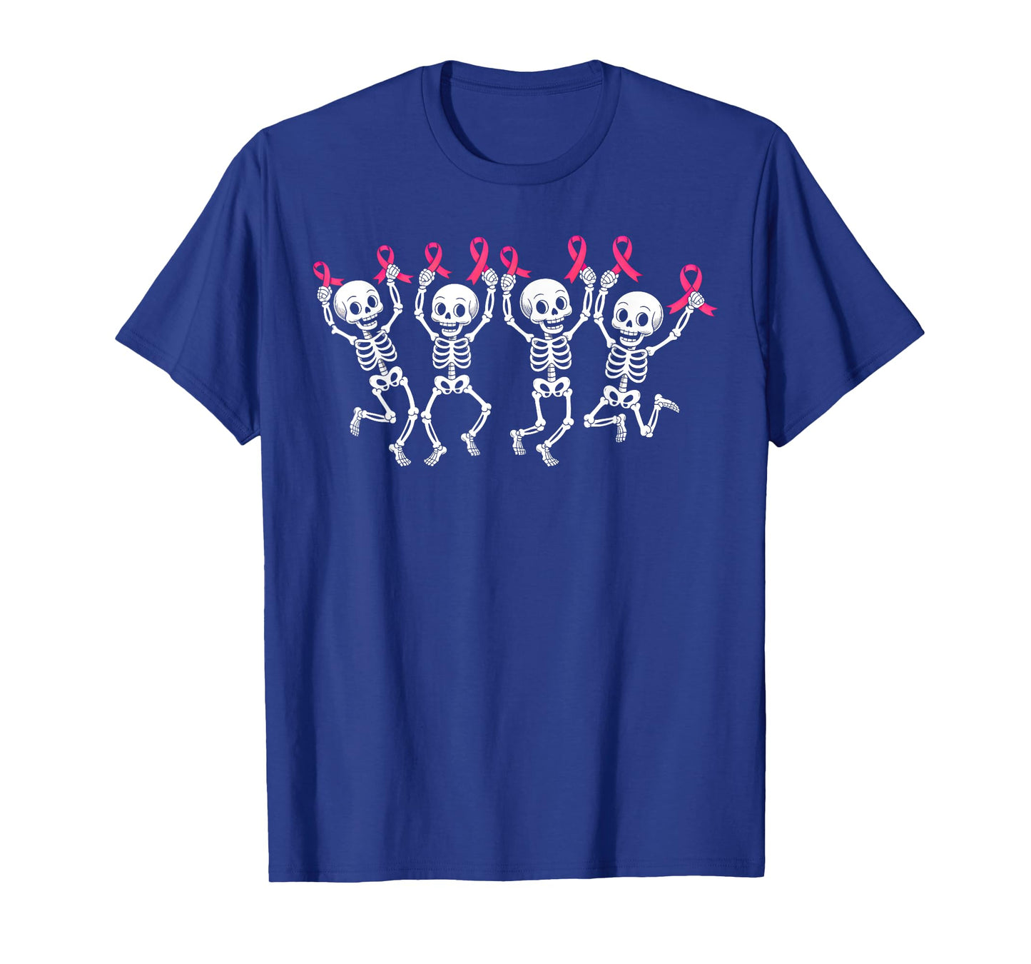 Breast Cancer Awareness Pink Warrior Skeleton Pink Ribbon T-Shirt