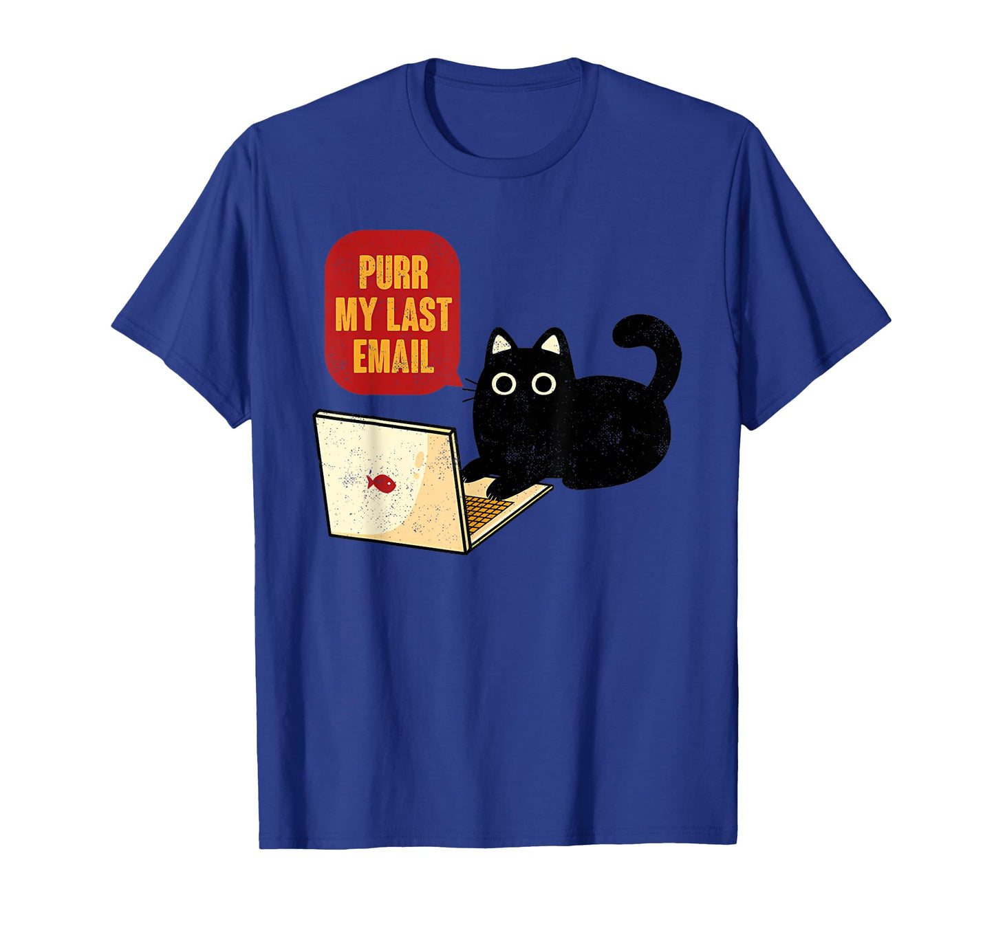 Vintage Purr My Last Email Black Cat Funny Home Office T-Shirt for Men Women