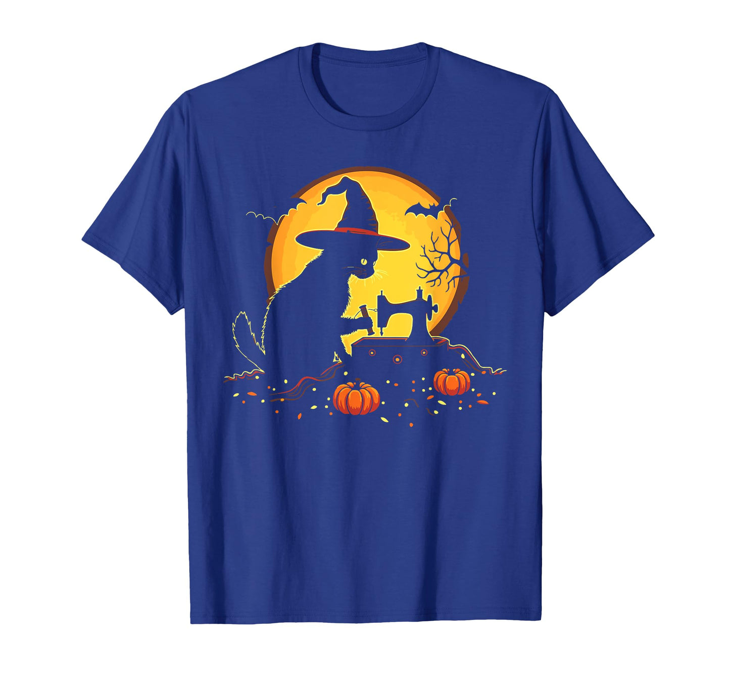 Witch Cat Sewing Halloween Costume Thread Moon Art Women T-Shirt