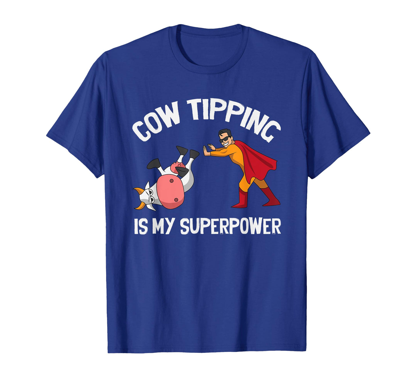 Funny Cow Tipping Redneck Super Hero Humor Country Farm Boy T-Shirt