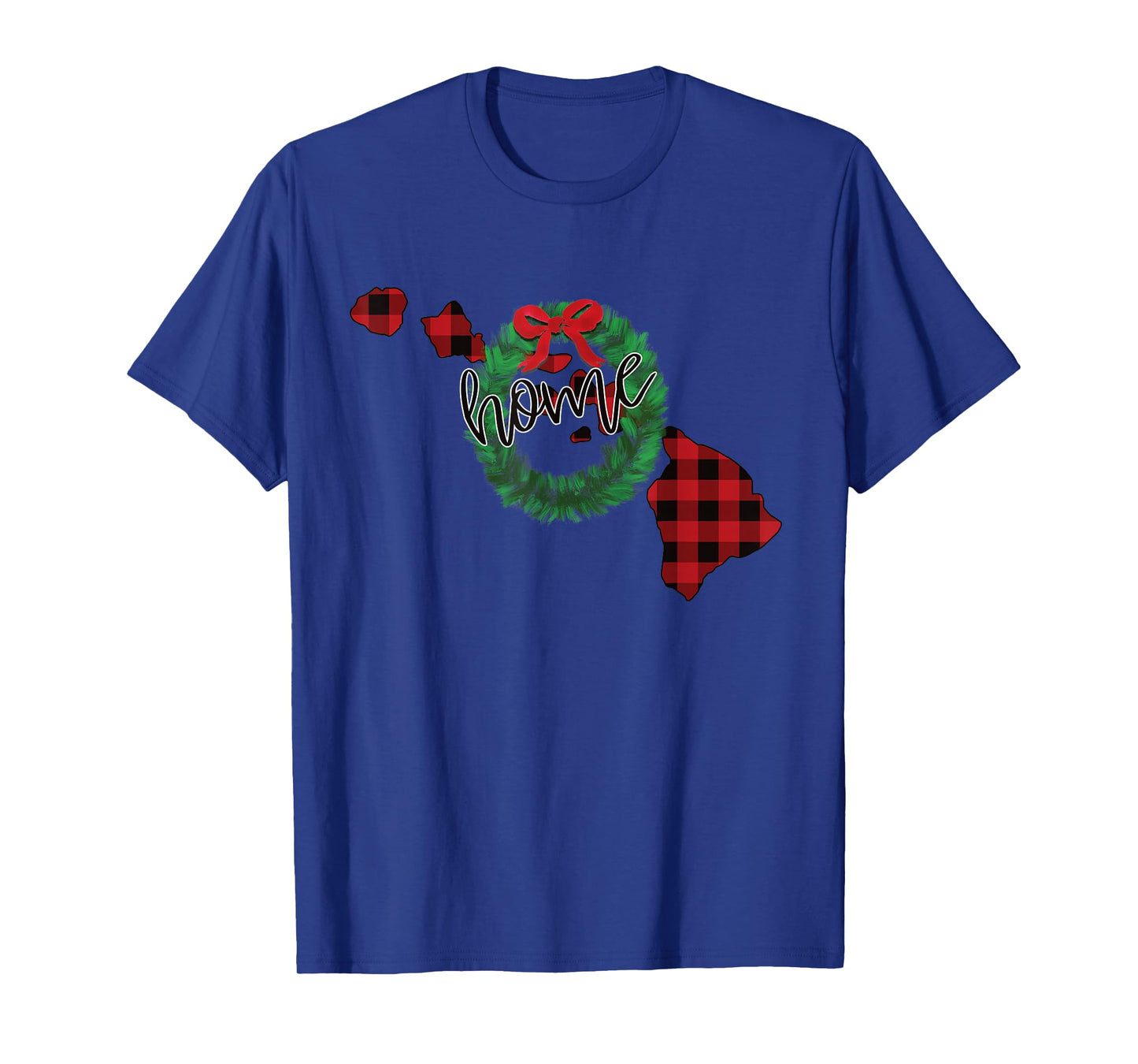 Hawaii Buffalo Plaid Christmas Home Wreath Retro T-Shirt