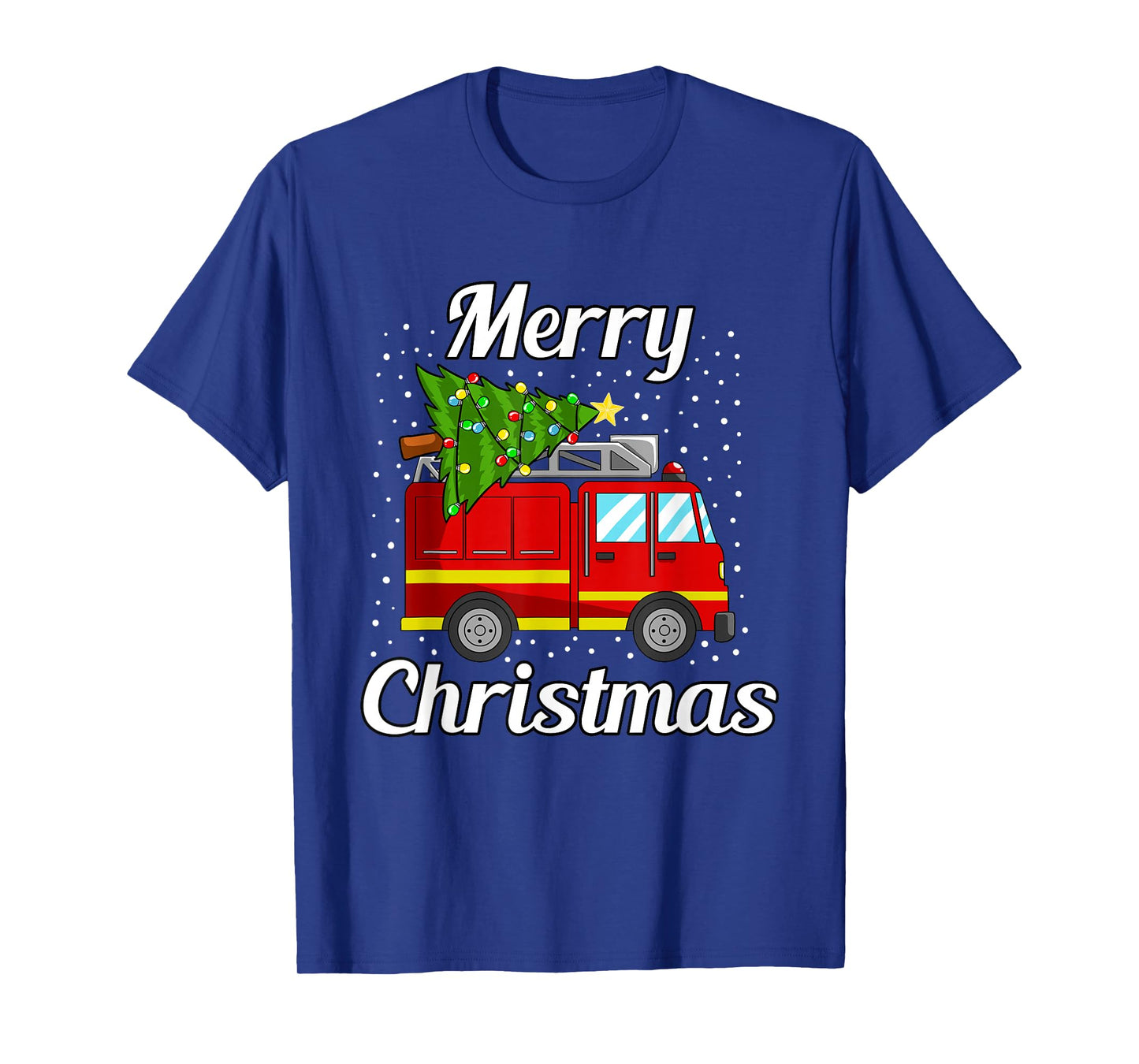 Merry Christmas Tree Firetruck Pajama Firefighter Fireman T-Shirt