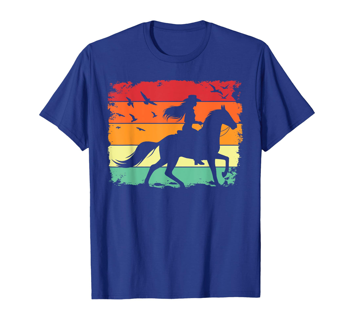 Western Cowgirl Halter Horse Retro Sunset Vintage Style T-Shirt