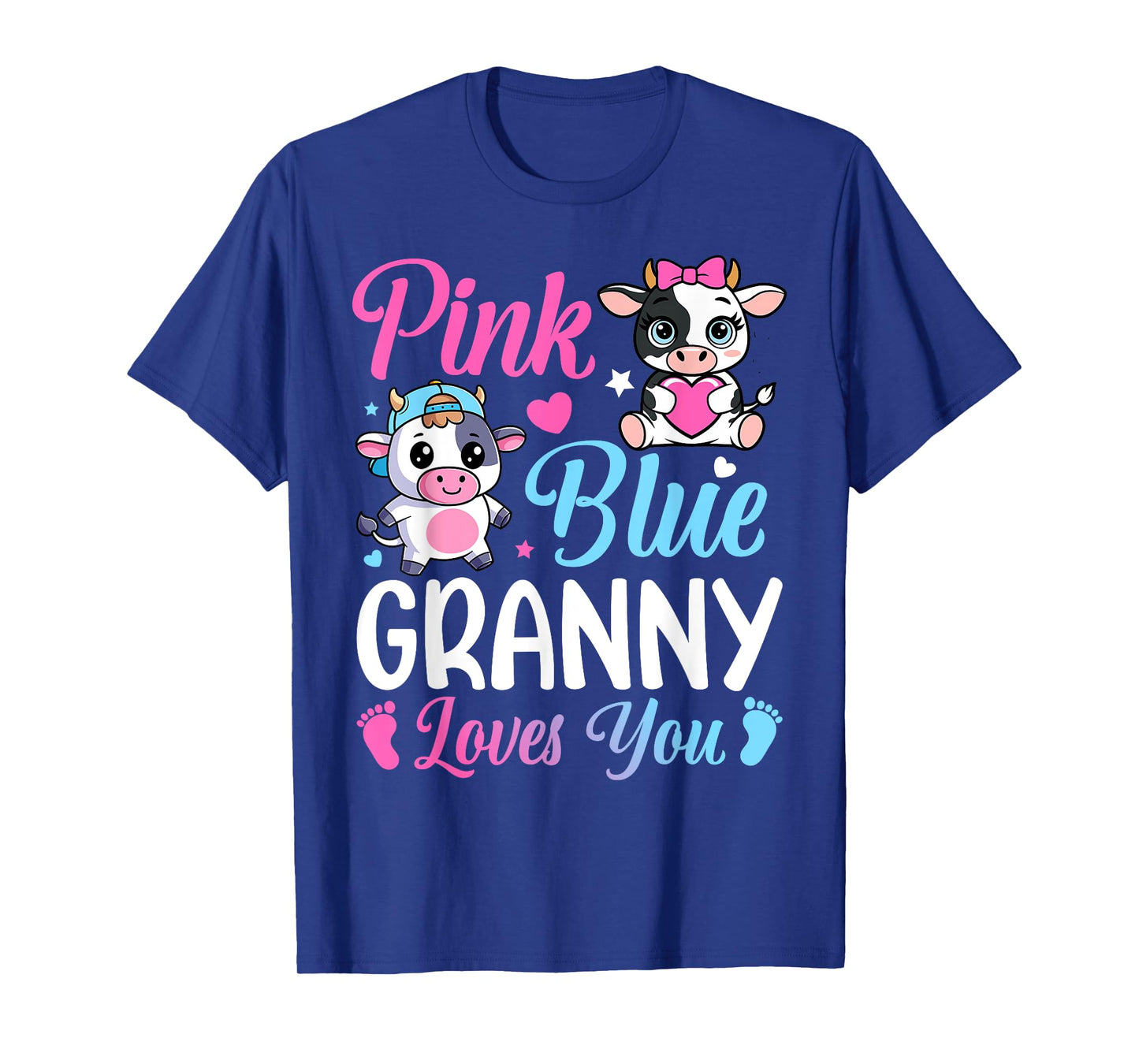 Pink Or Blue Granny Loves You Cow Gender Reveal Family T-Shirt