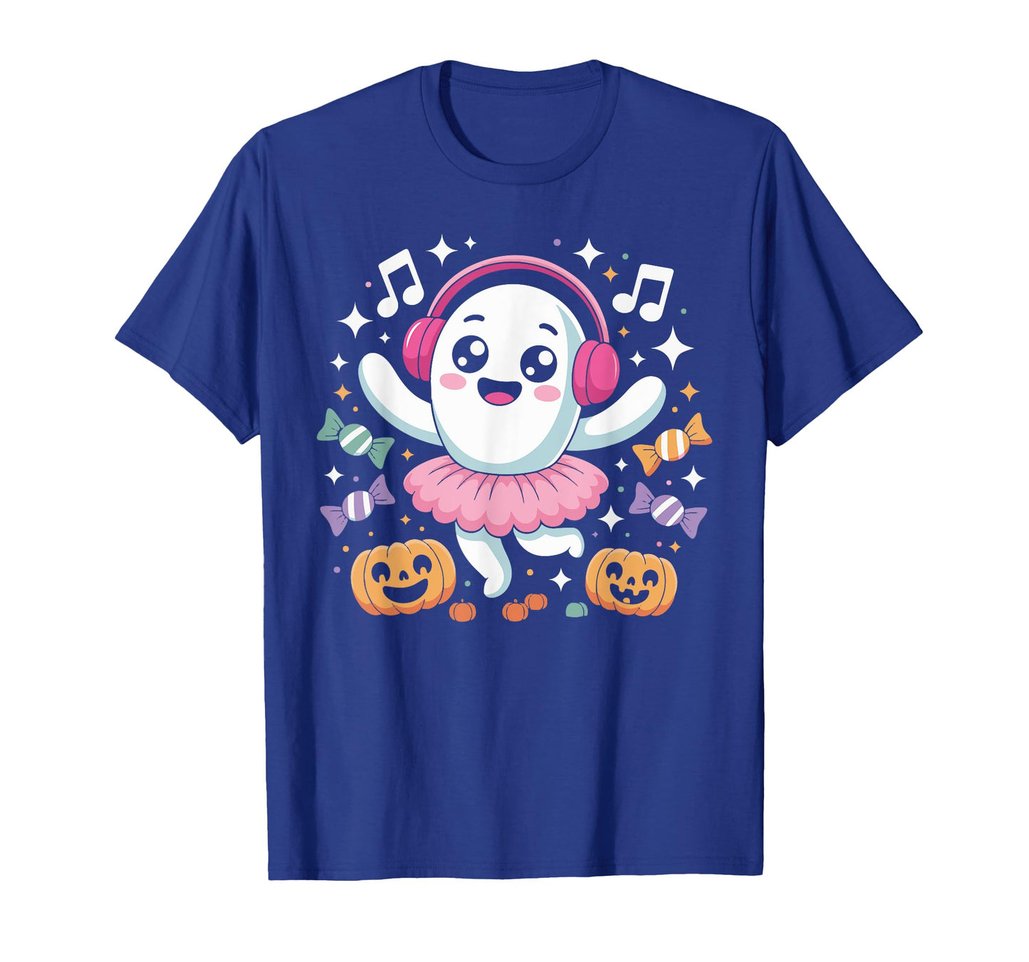 Halloween Ghost Ballerina Dancer With Headphones And Candy T-Shirt