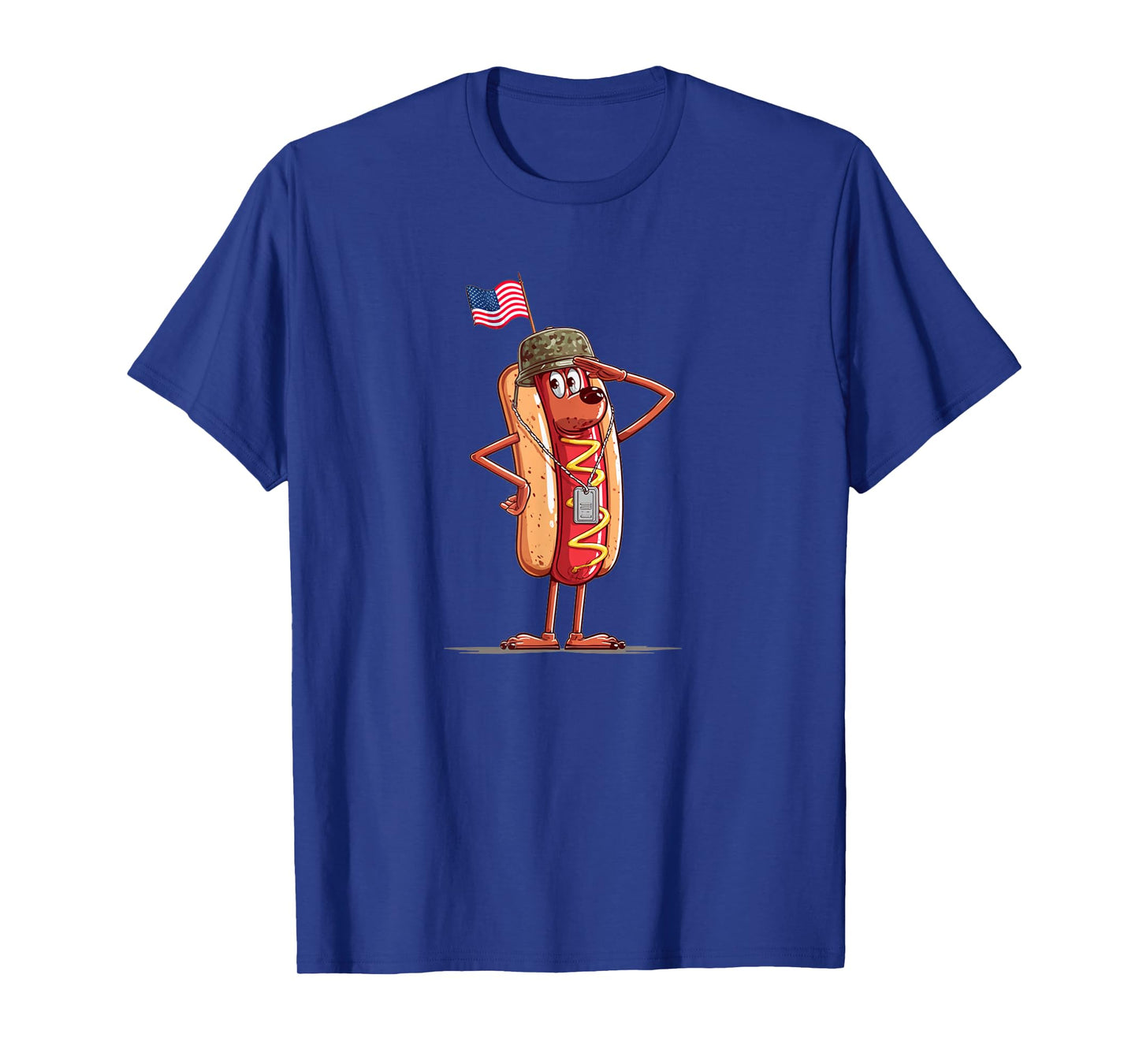 Cool Saluting Hotdog Costume for Hotdogs in US Colors Lovers T-Shirt