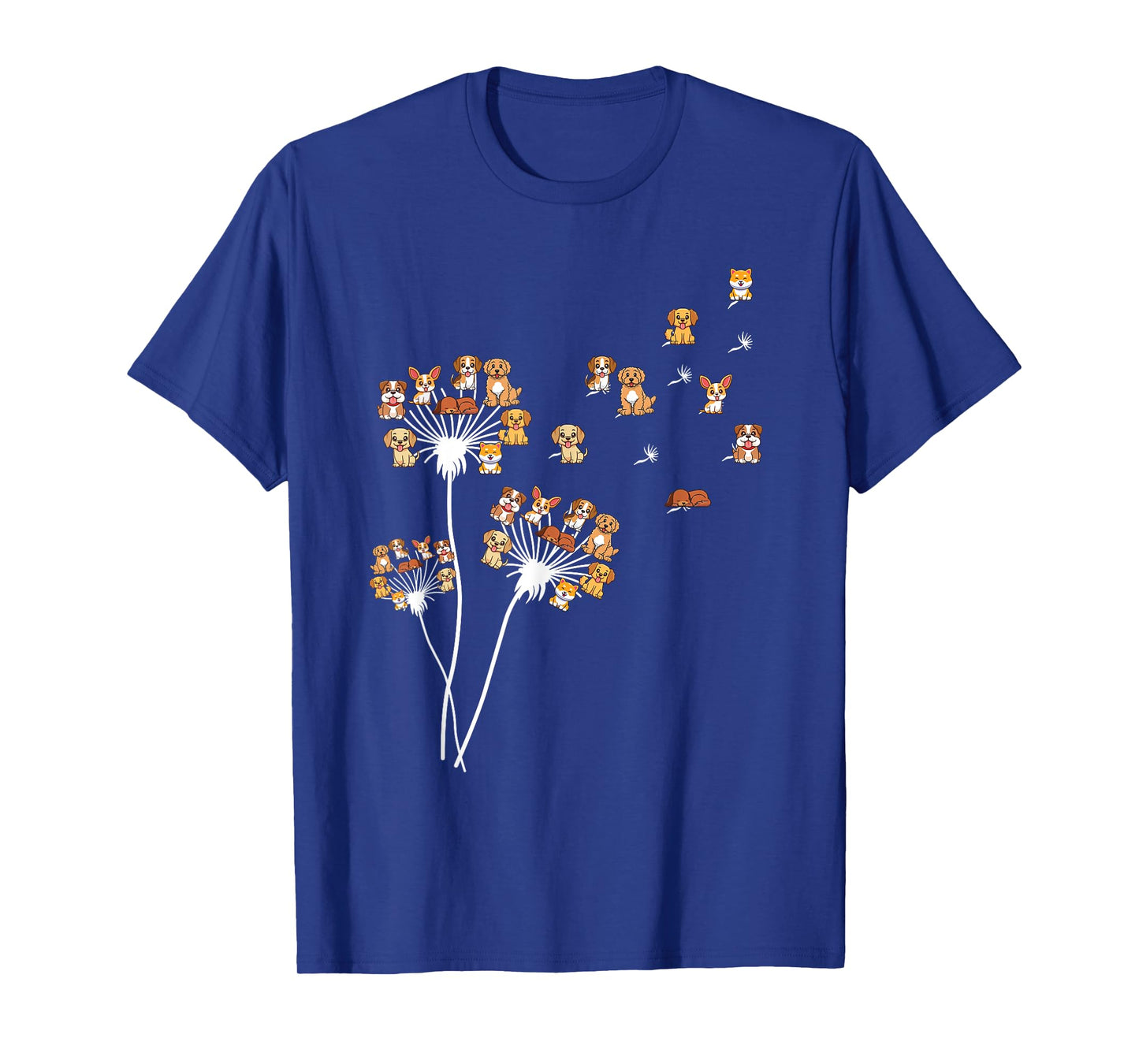 Dandelion Flowers Blowing Away Dog Dogs Paw Print Men Women Kids T-Shirt